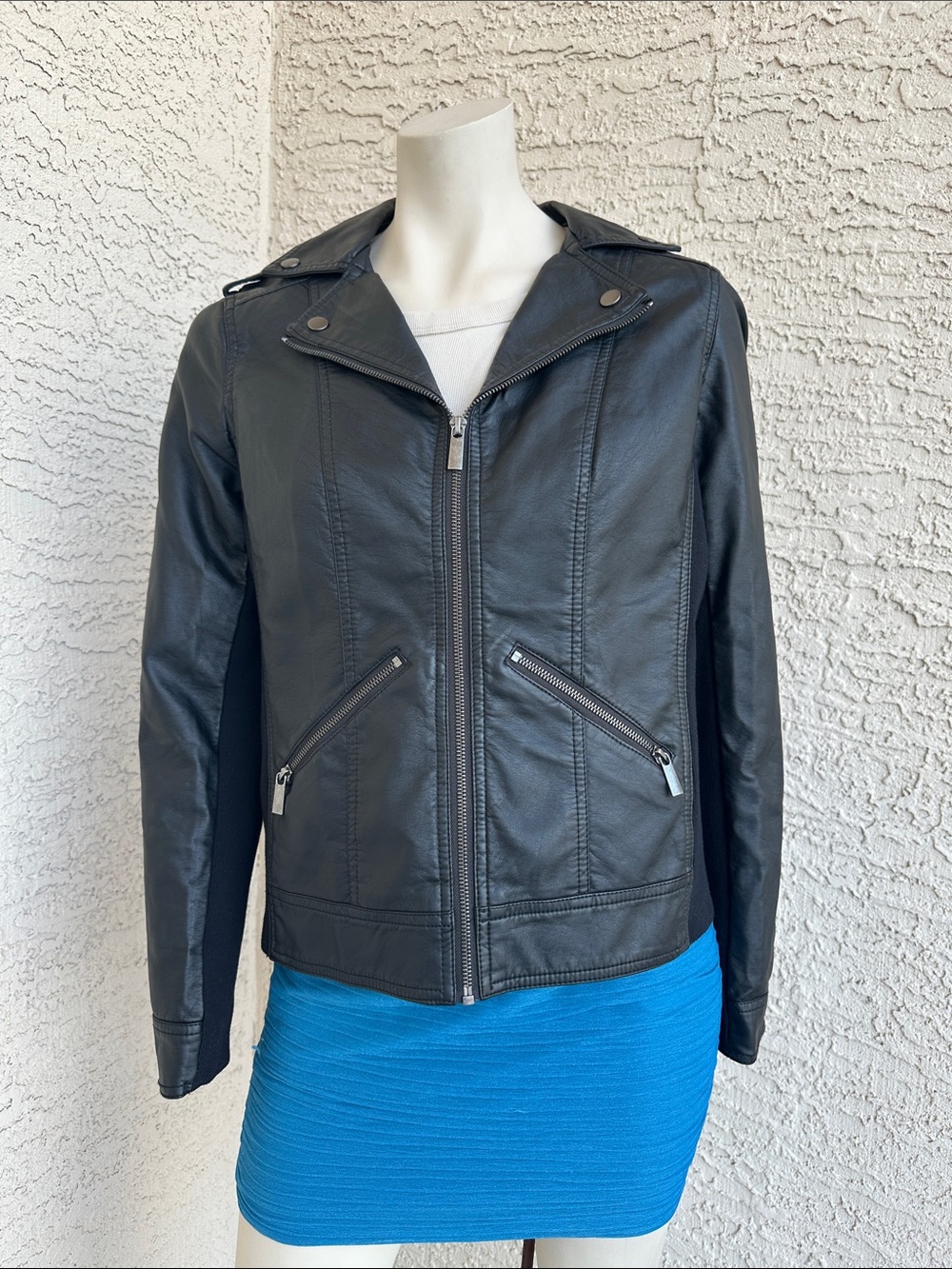 Maurices Black Faux Leather Moto Jacket with Silver Hardware